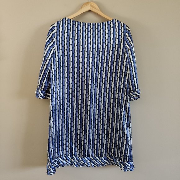 Nine West Satin Geometric Pattern Ruffle Dress 10 - Picture 6 of 8